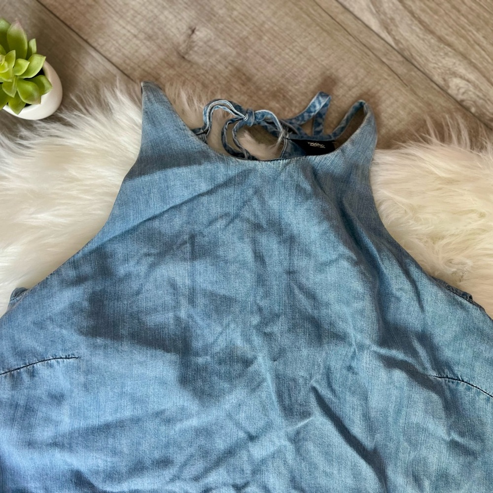 MOSSIMO | Chambray High Tie Neck, High Low Sun Dress (M) - Picture 2 of 12